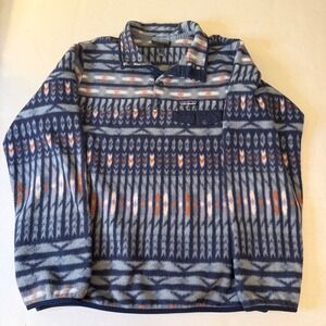 Patagonia Synchilla Snap T Fleece Pullover Blue Aztec Geometric Womens Medium